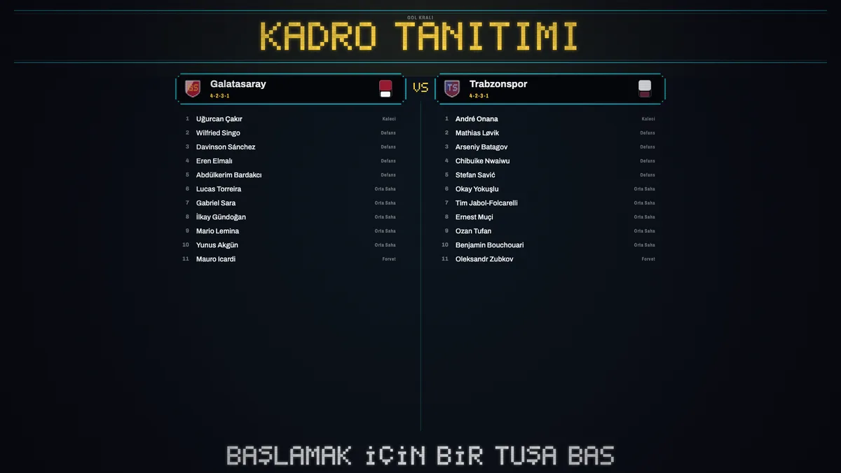 Lineup intro, both starting elevens