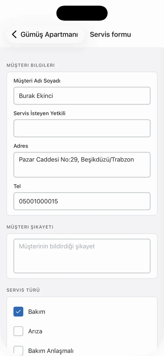 Servis formu
